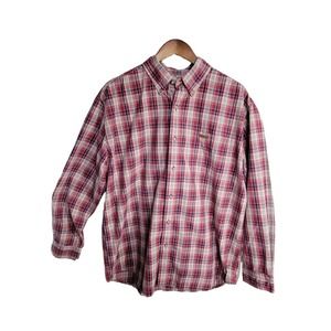 Carhartt Men's Large Original‎ Fit Red Tan Plaid Button-up Shirt
